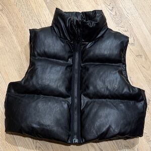 Olivaceous Black Cropped Puffer Vest